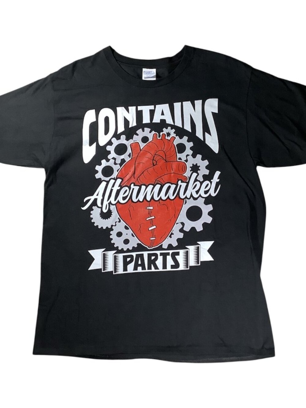 Port & Company Men’s T-Shirt Size L Contains Aftermarket Parts Graphic Tee